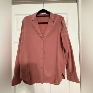 Babaton Pink Long Sleeve Boxy Button Down Shirt